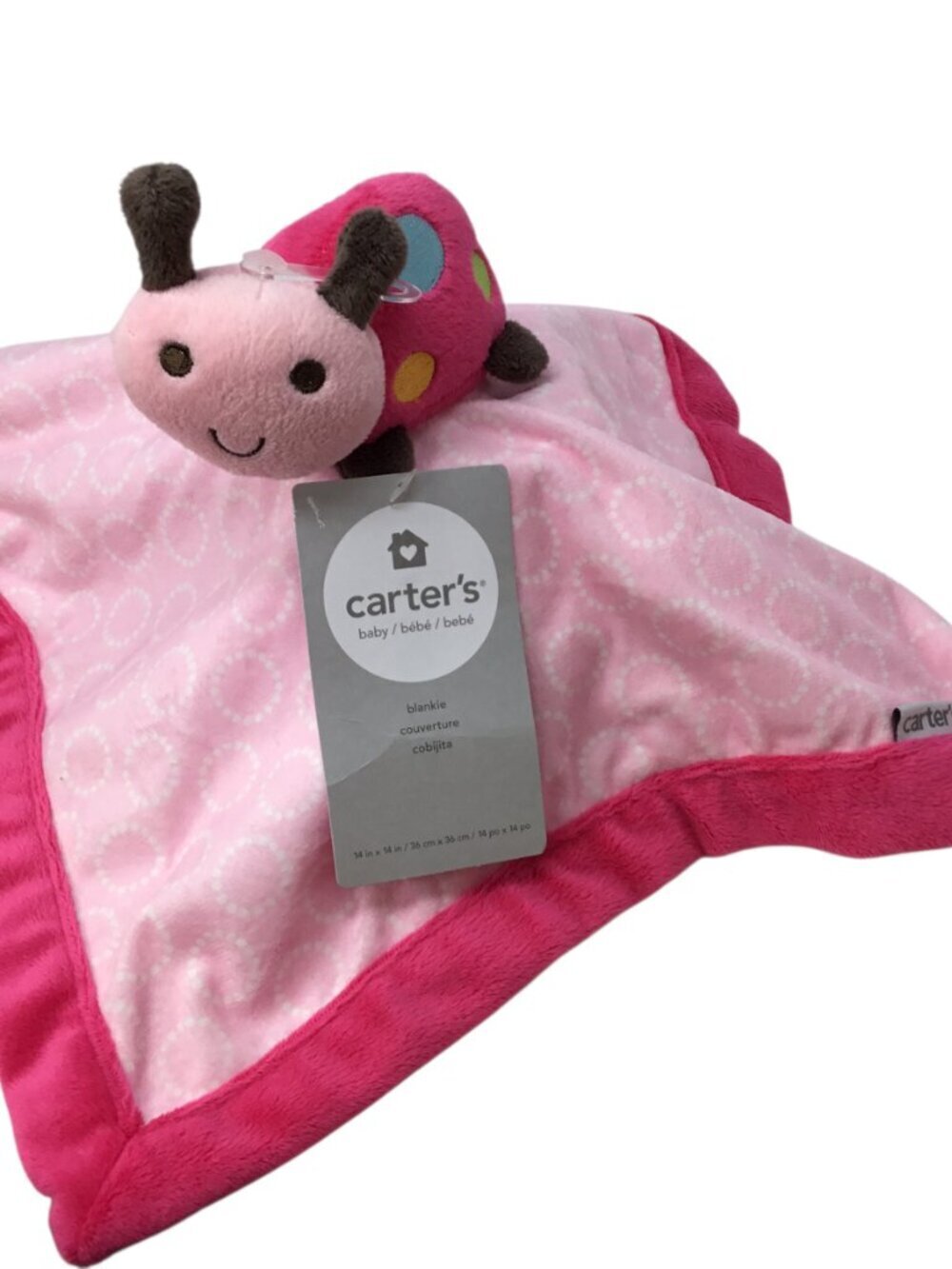 Carter's Ladybug NWT Lovey Security Blanket Blankie Pink 2016 Plush Polka Dot